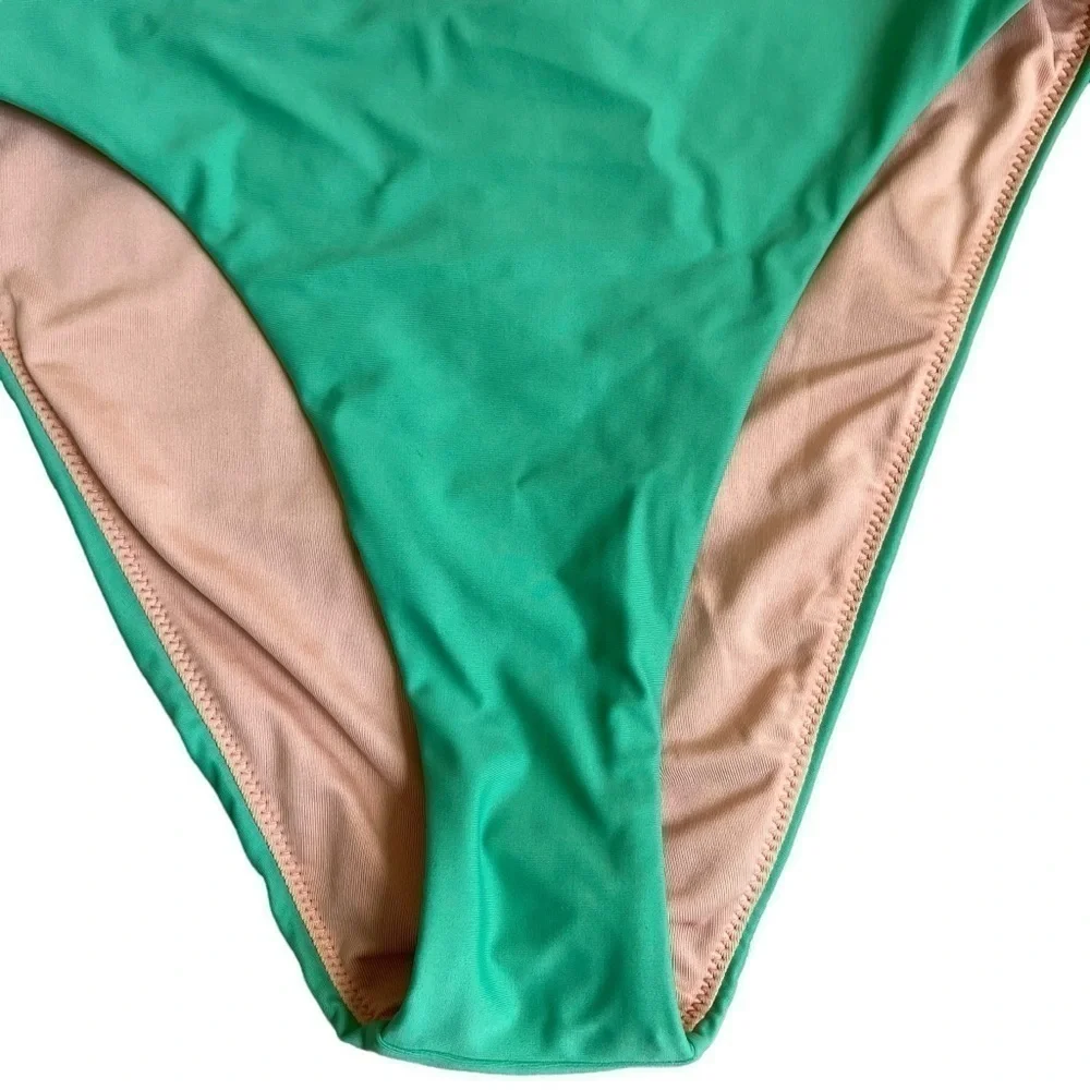 NWOT J. Crew High-rise Bikini Bottom Green Style BF178 Minimalist Sz S